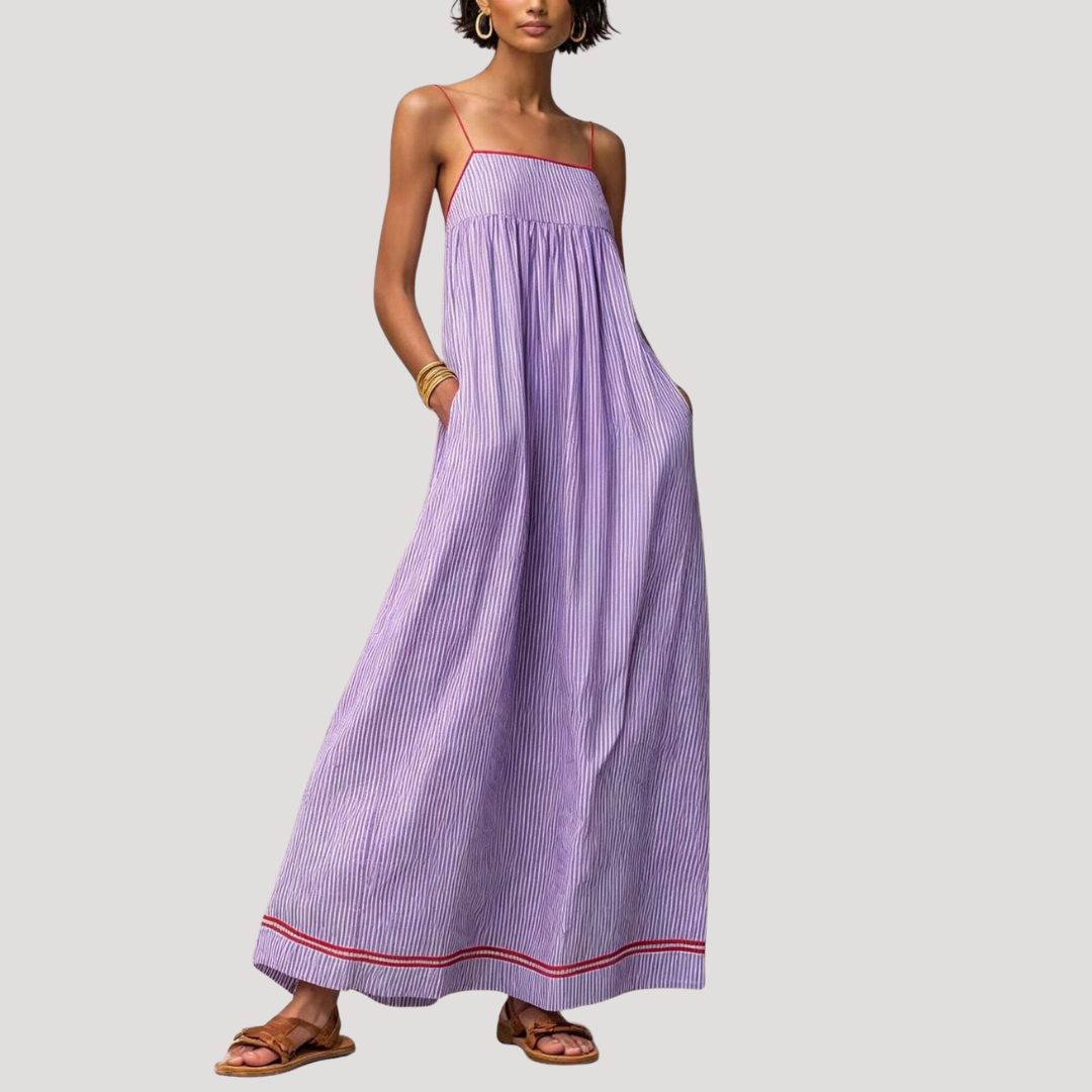 Robe Longue Rayée Sans Manches Femme