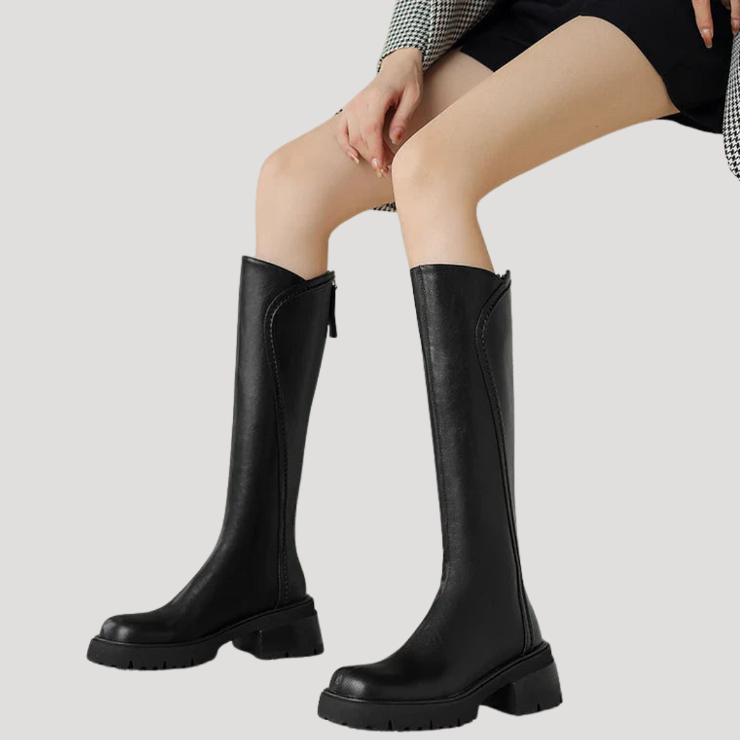 Bottes Hautes Femme à Talon Carré Épais