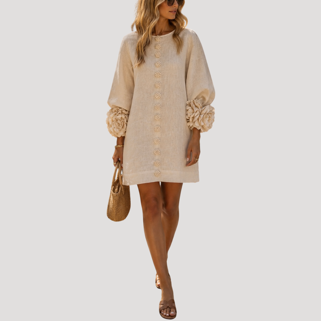 Robe Mini Femme Évasée Boutonnée