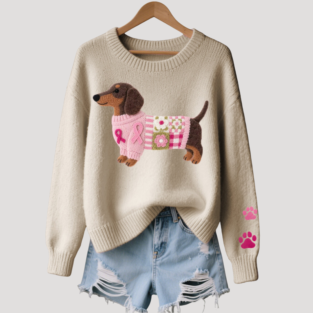 Pull Femme en Maille à Motif Teckel