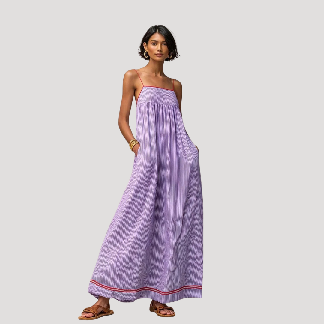 Robe Longue Rayée Sans Manches Femme