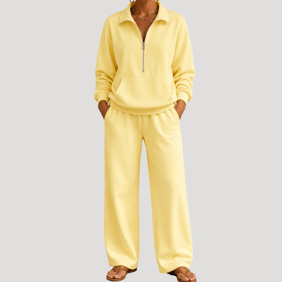 Ensemble femme haut zippé et pantalon large