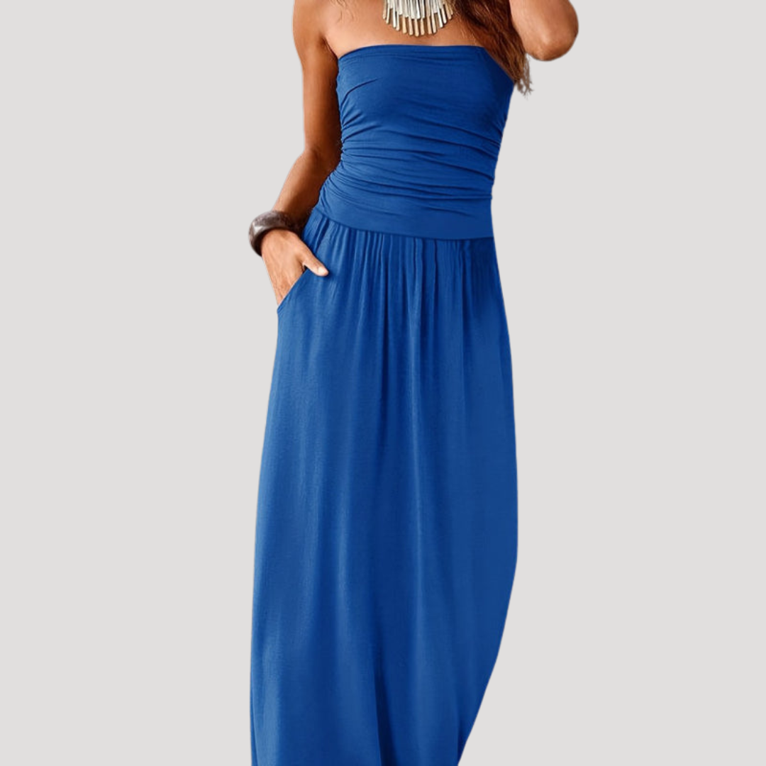 Robe Longue Bustier Froncée Femme