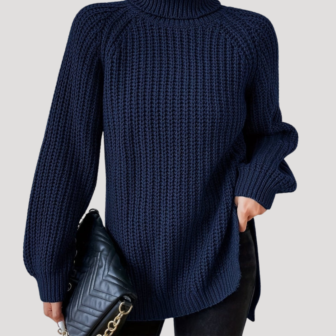 Pull Femme Oversize en Maille à Col Montant