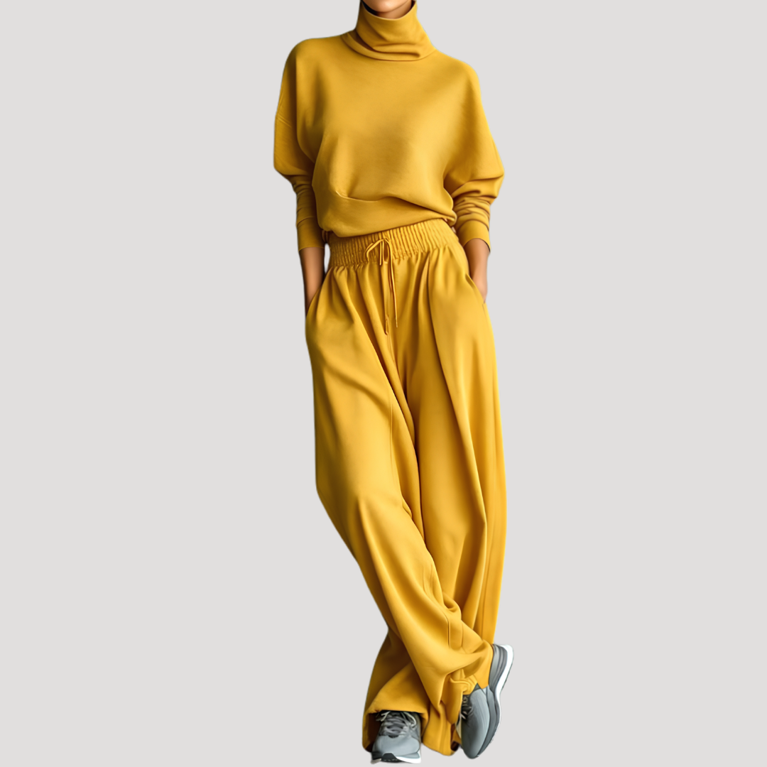 Ensemble femme haut col montant et pantalon large