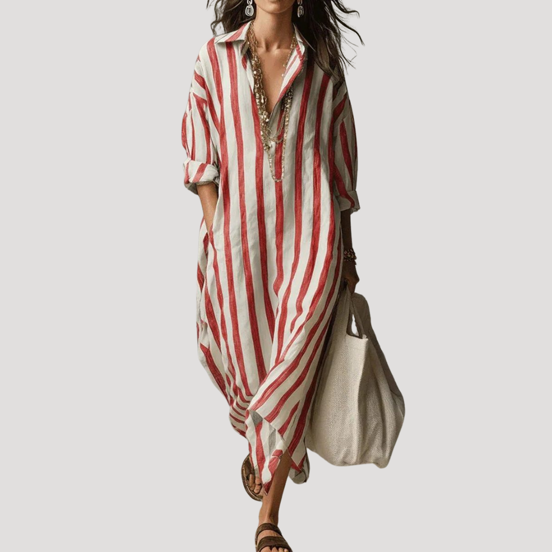 Robe Chemise Longue Rayée Femme