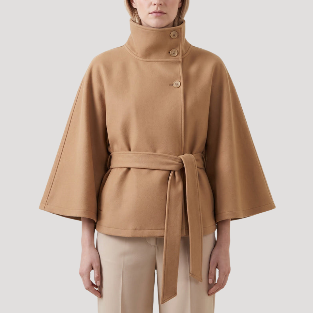 Manteau cape femme à col montant