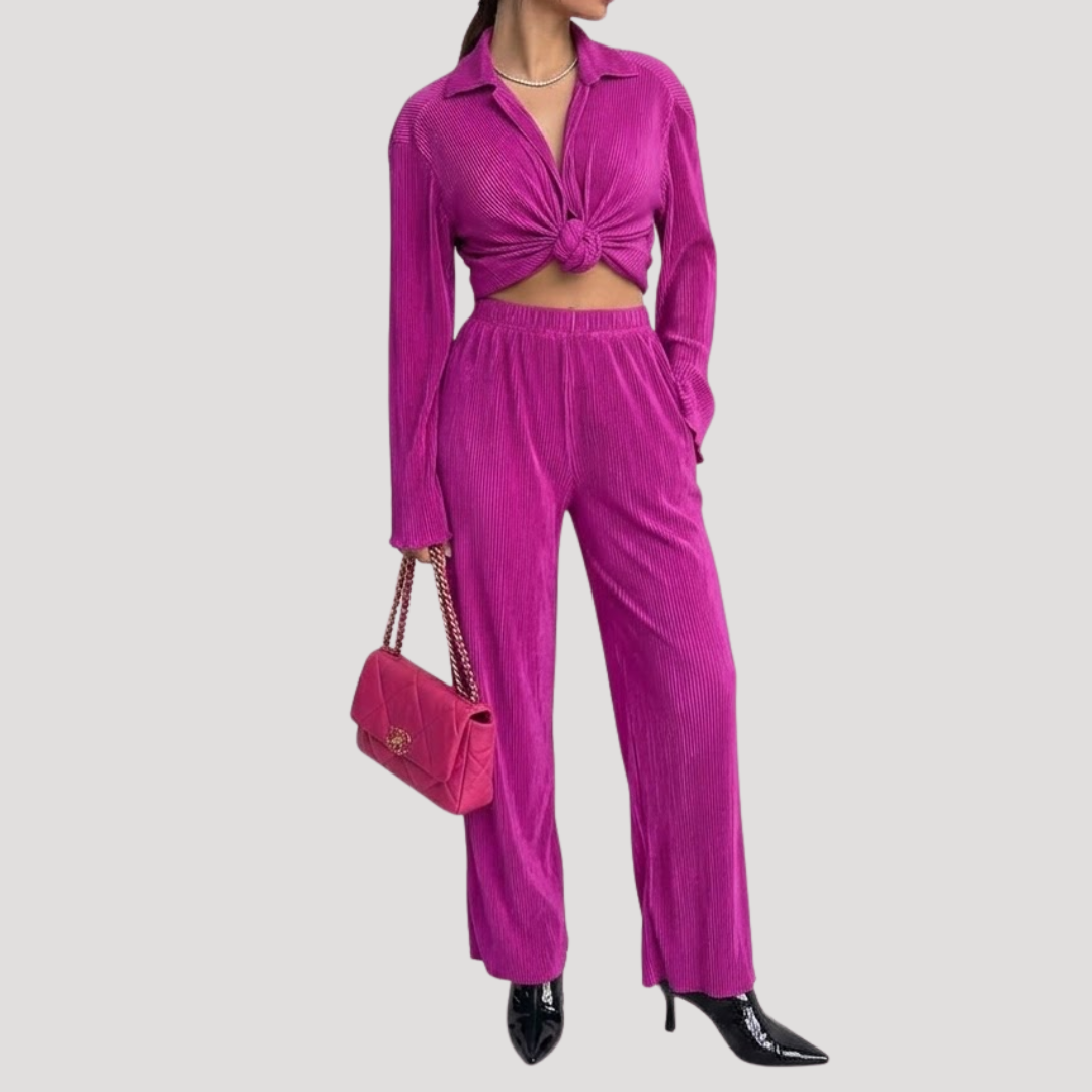 Ensemble Femme Chemise Plissée et Pantalon