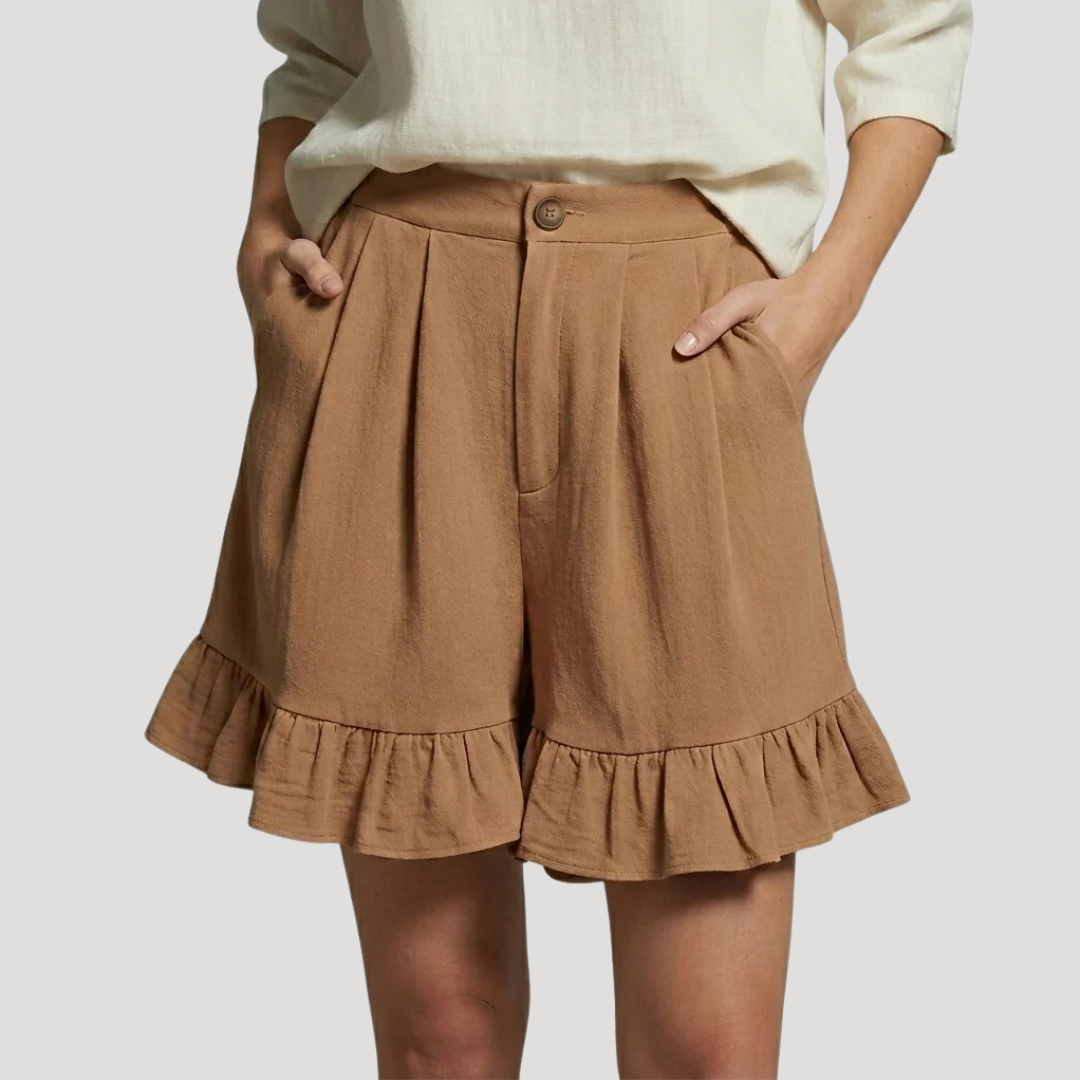 Short Femme Taille Haute Volants Bohème