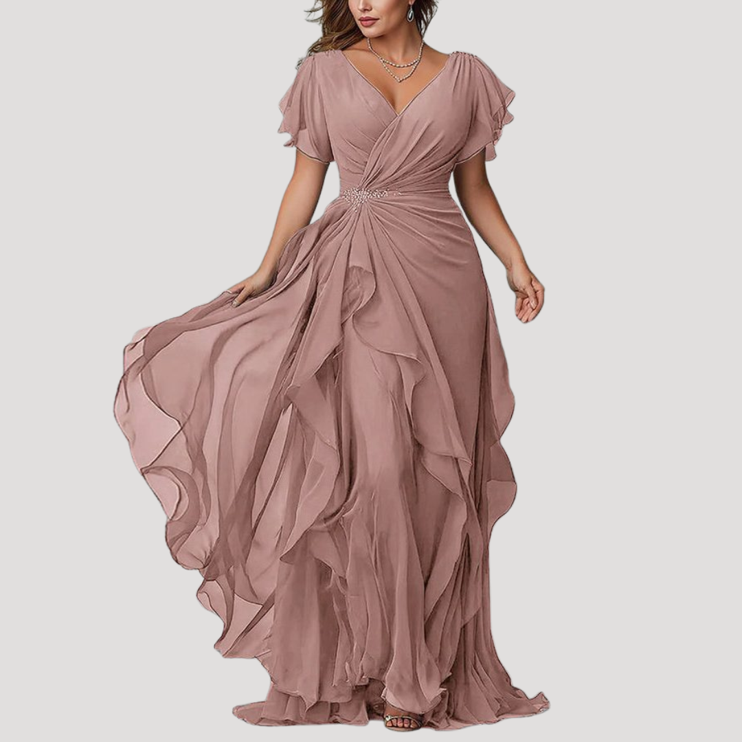 Robe Longue Portefeuille à Volants Femme