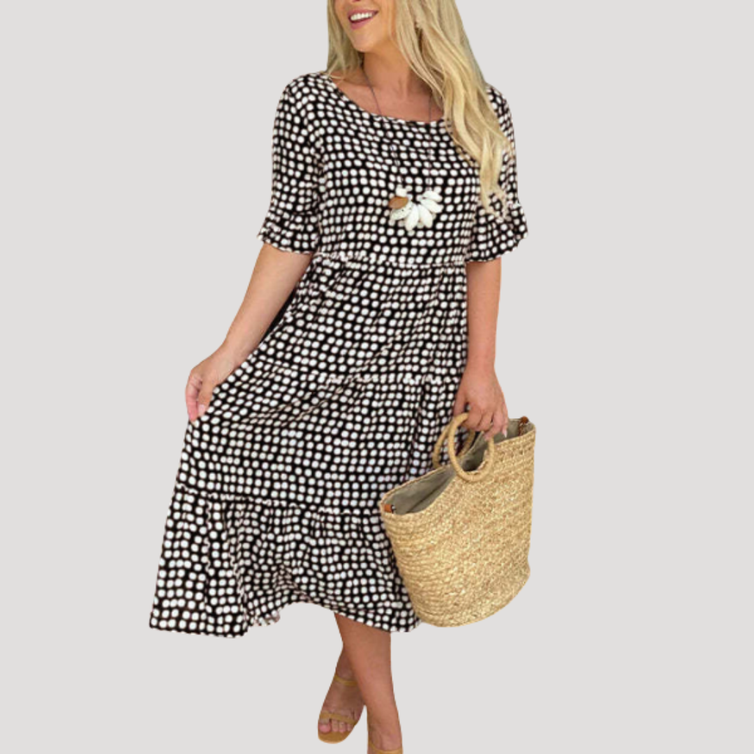 Robe midi femme fluide à pois