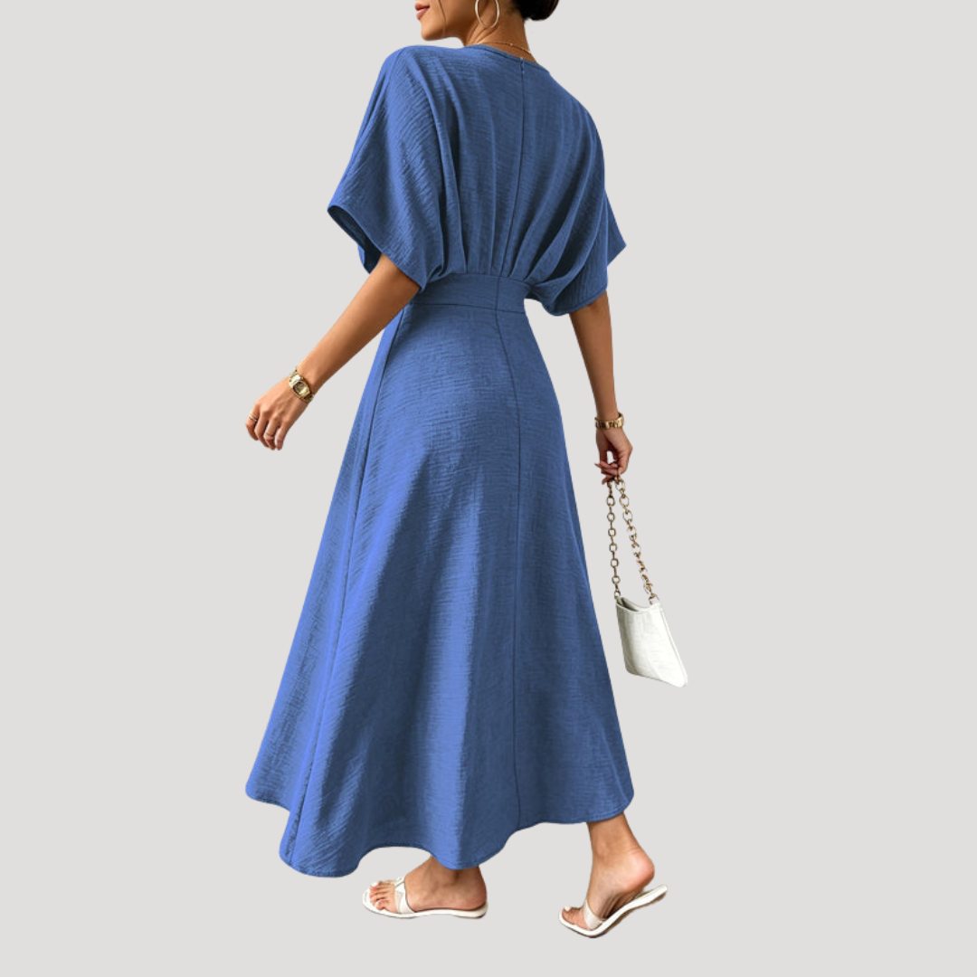 Robe Midi Trapèze Col V Femme