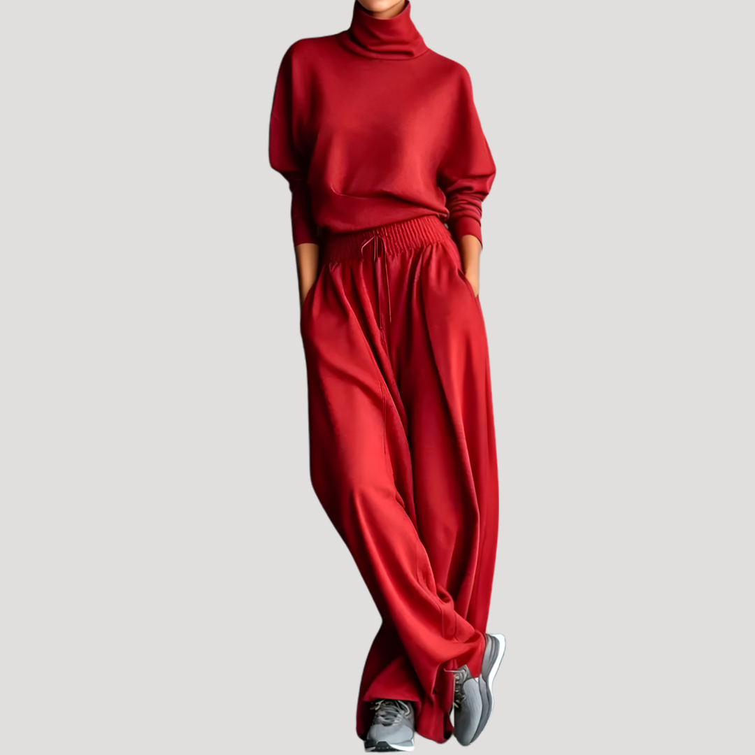 Ensemble femme haut col montant et pantalon large