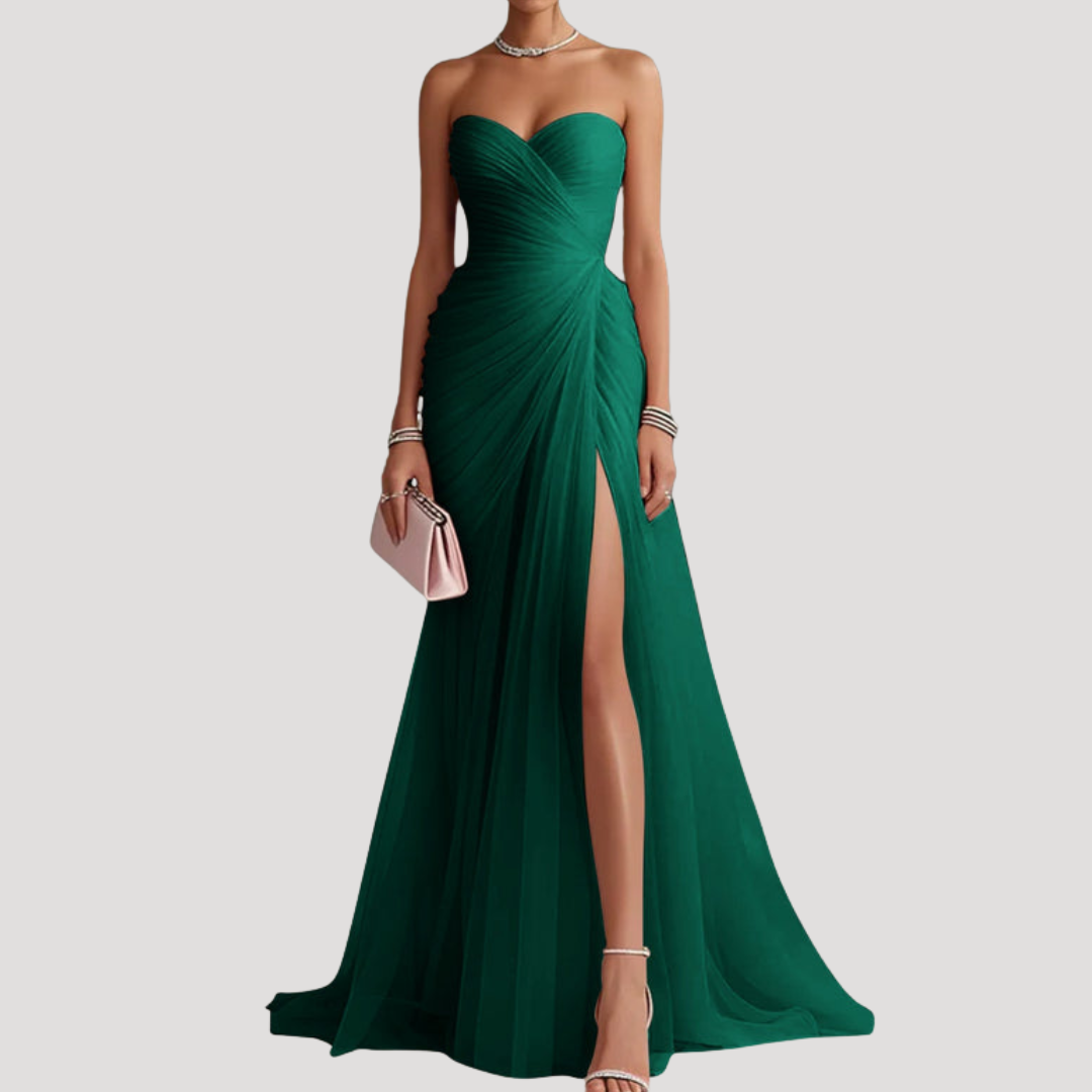 Robe Longue Plissée Une Épaule Femme