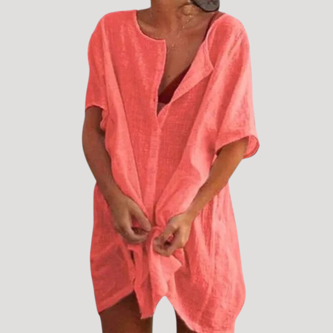 Robe Tunique Femme Décontractée Col V Ample