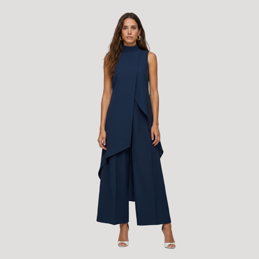 Ensemble Femme Élégant Haut Long Asymétrique et Pantalon Large
