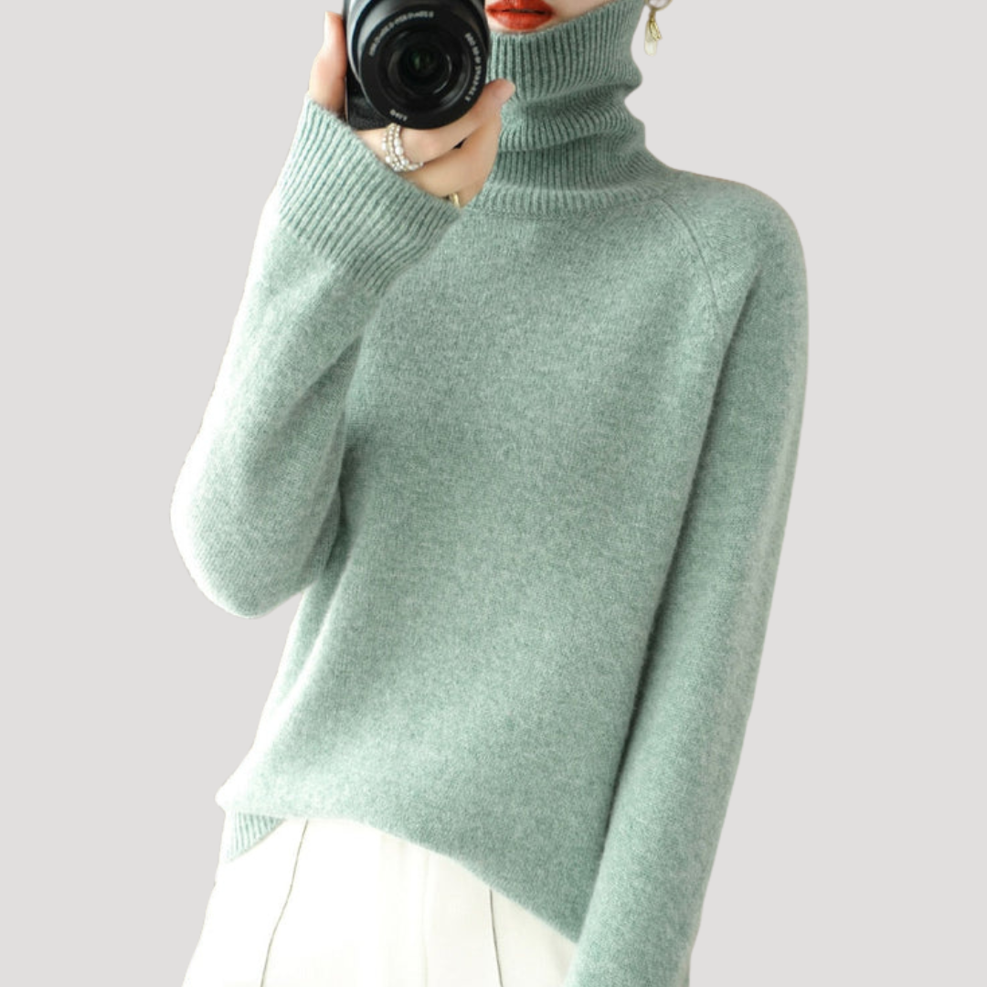 Pull femme col roulé manches longues