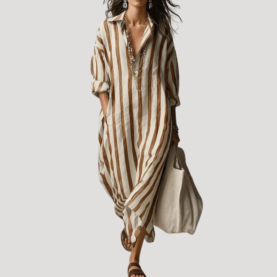 Robe Chemise Longue Rayée Femme