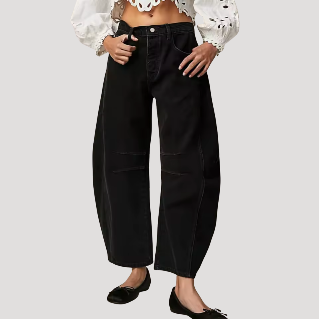 Jean large taille haute coupe ample et confortable