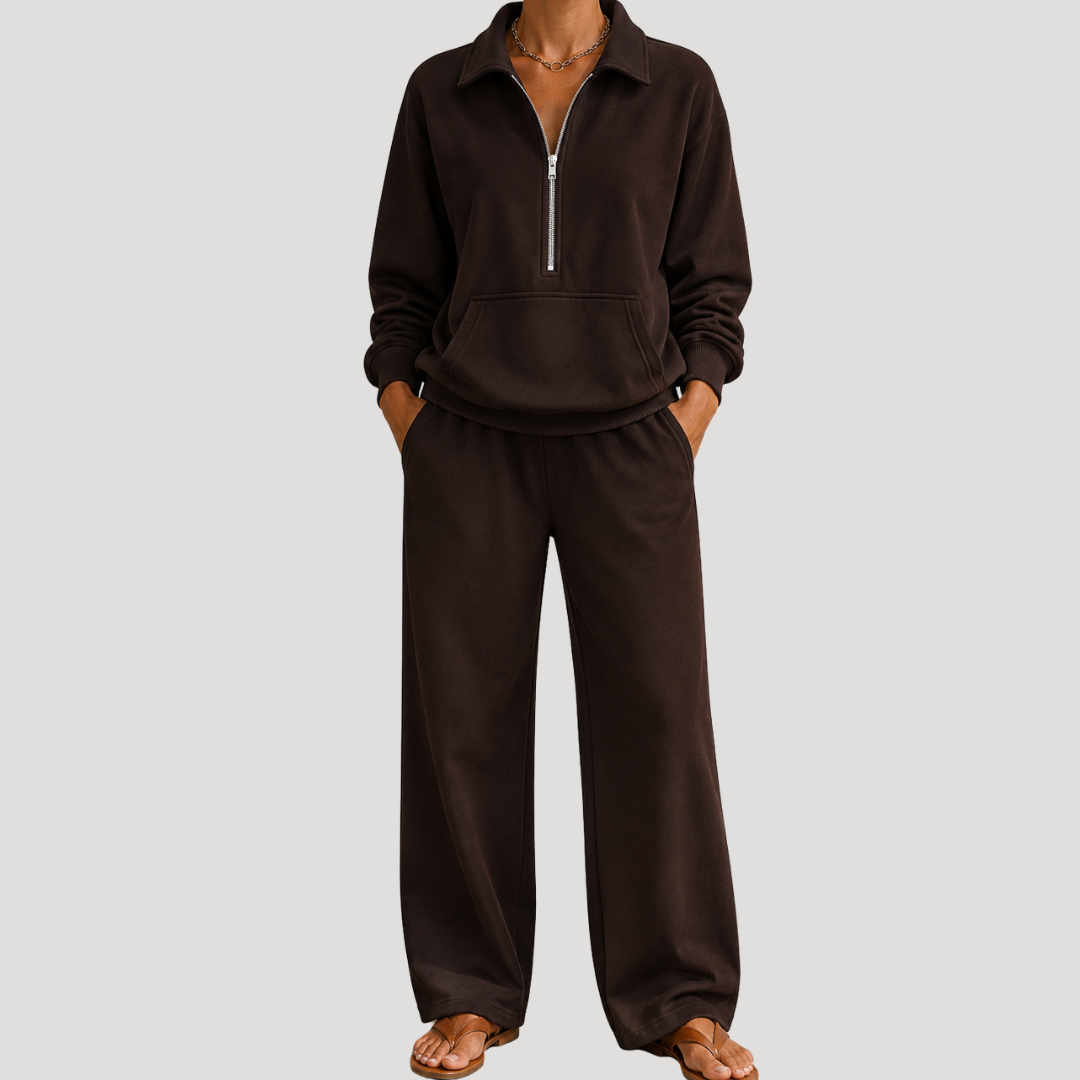 Ensemble femme haut zippé et pantalon large