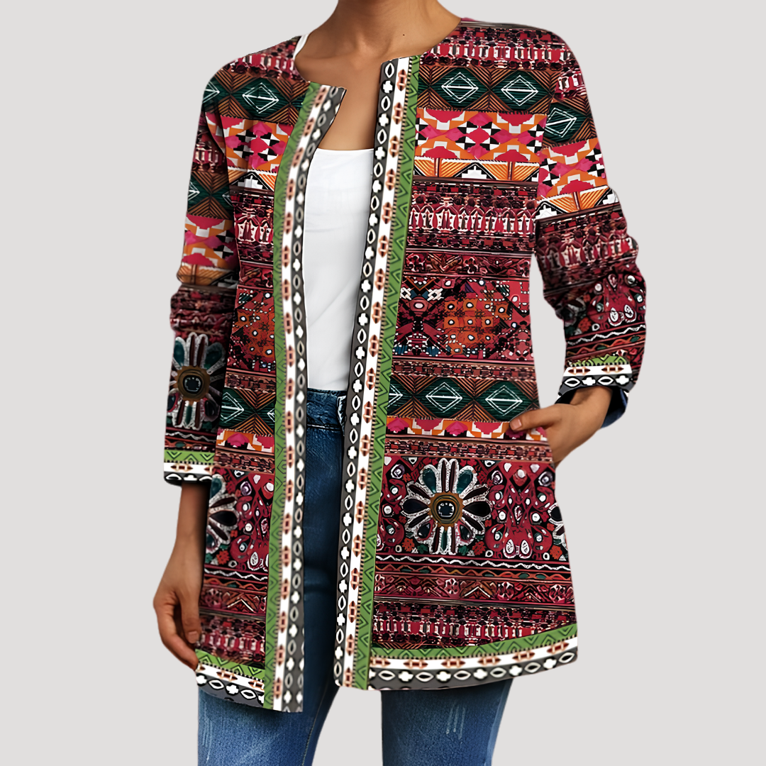 Veste femme imprimée bohème ouverte