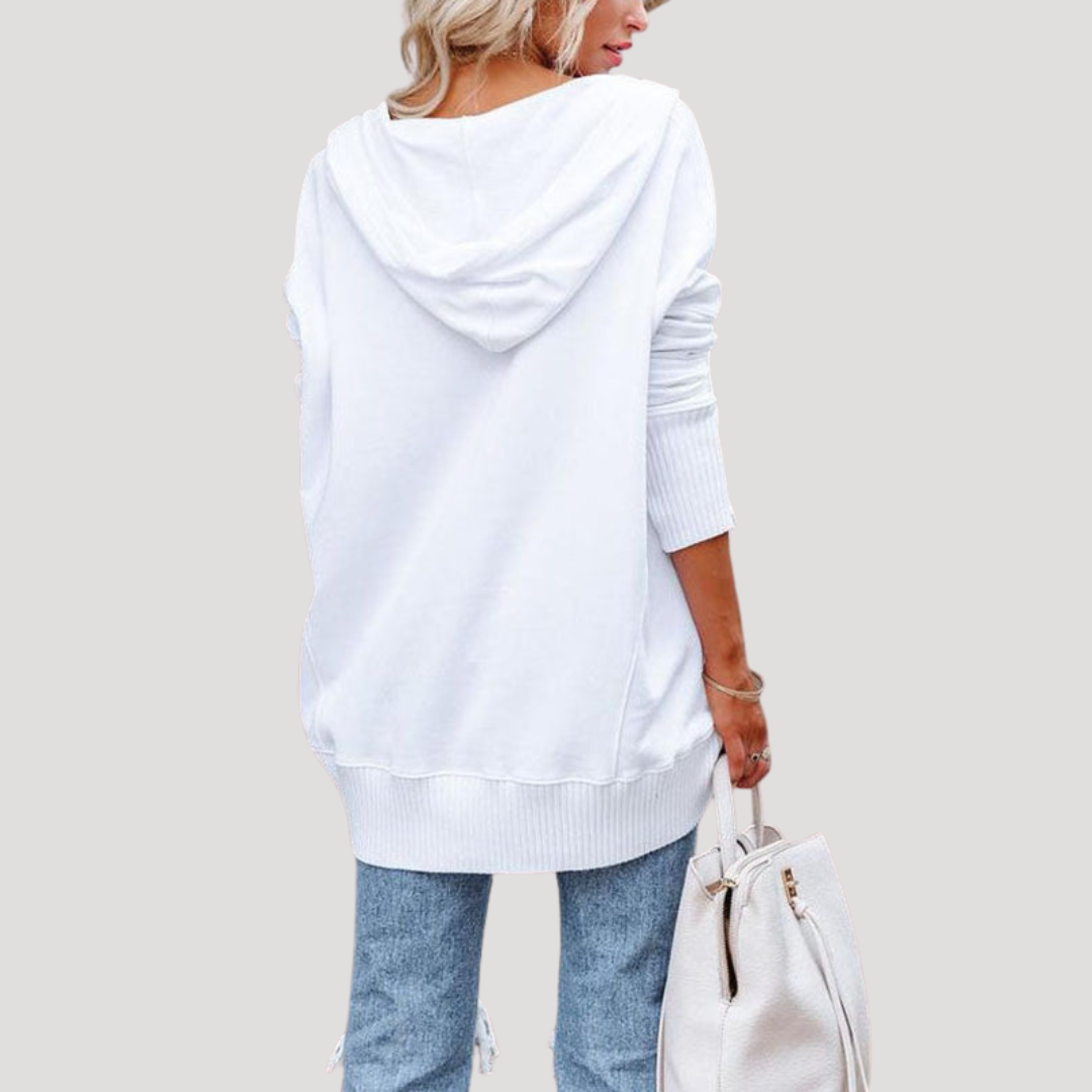 Sweat à Capuche Femme Oversize à Patte Pressionnée