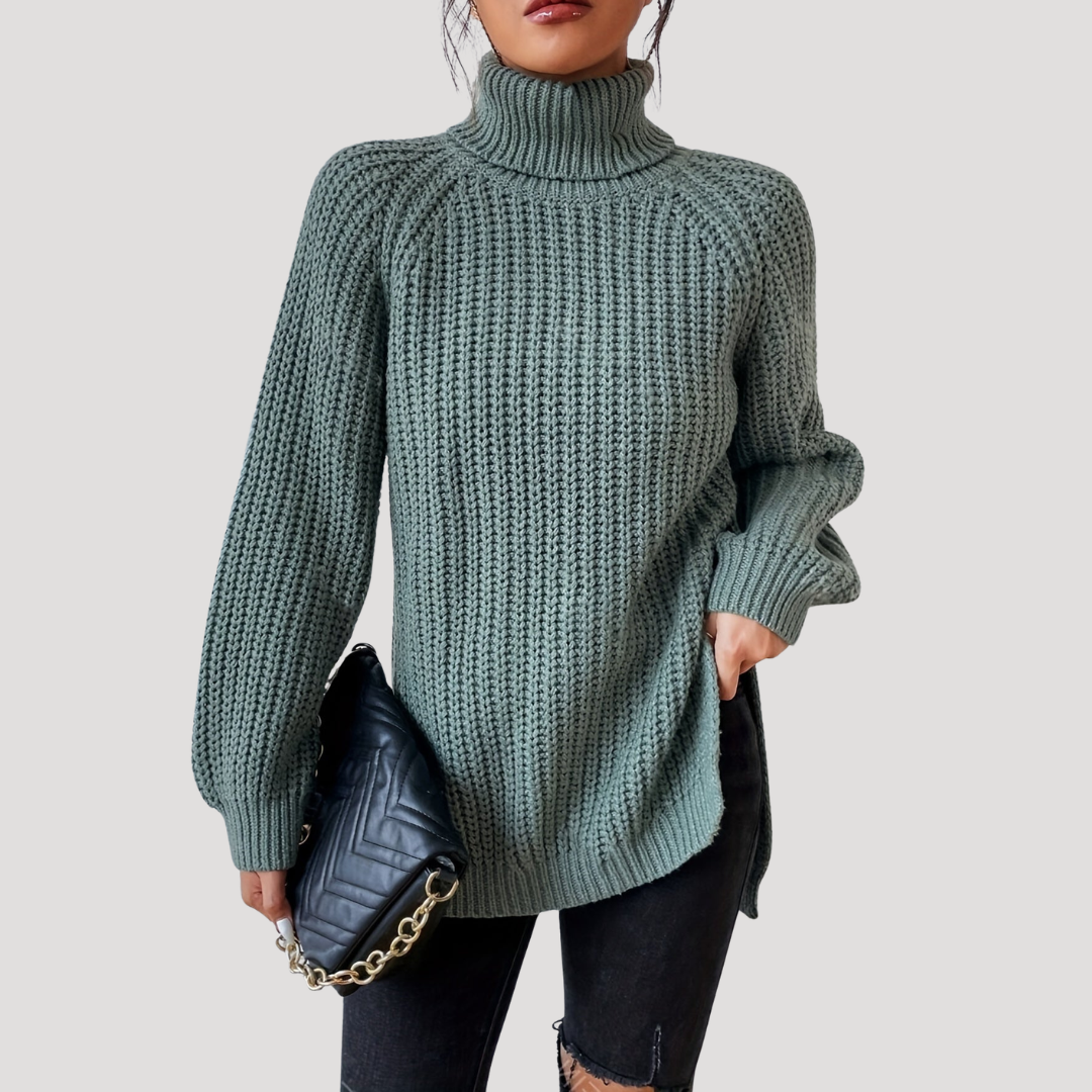 Pull Femme Oversize en Maille à Col Montant