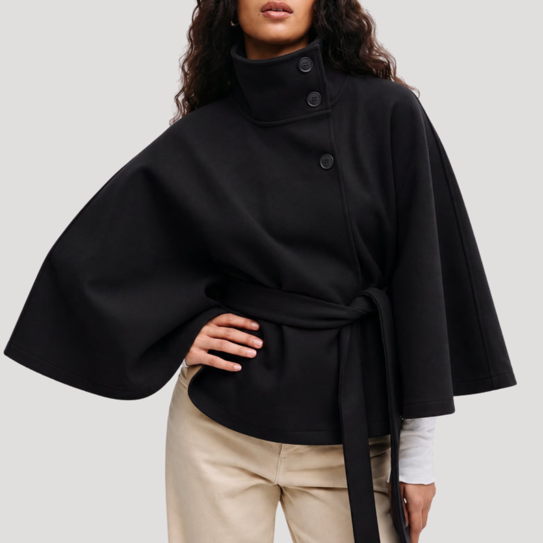 Manteau cape femme à col montant