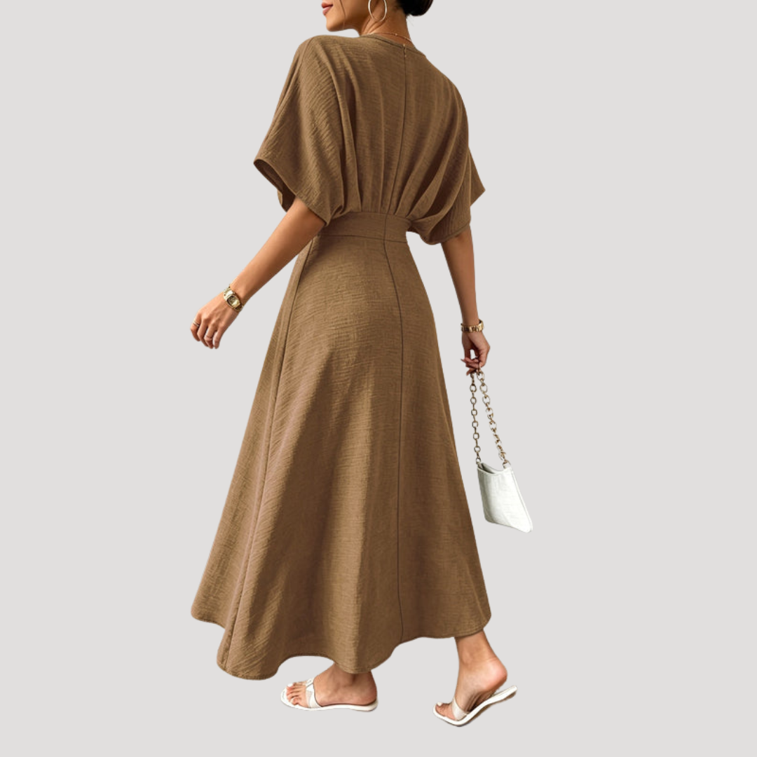 Robe Midi Trapèze Col V Femme