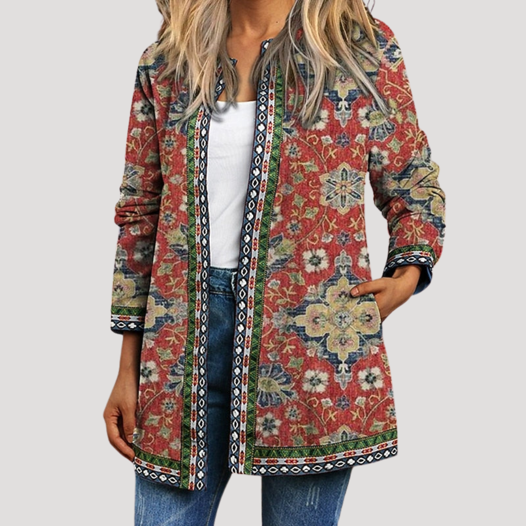 Veste femme imprimée bohème ouverte
