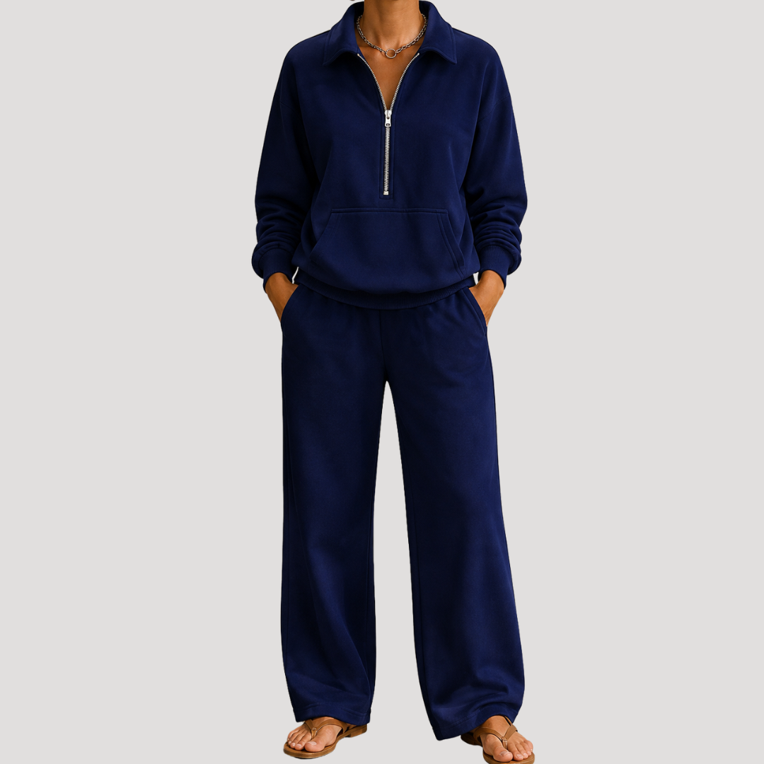 Ensemble femme haut zippé et pantalon large