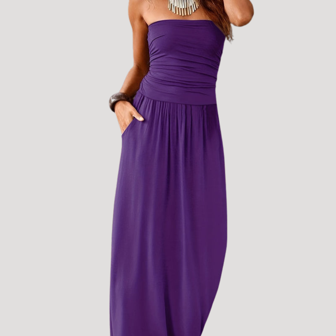 Robe Longue Bustier Froncée Femme