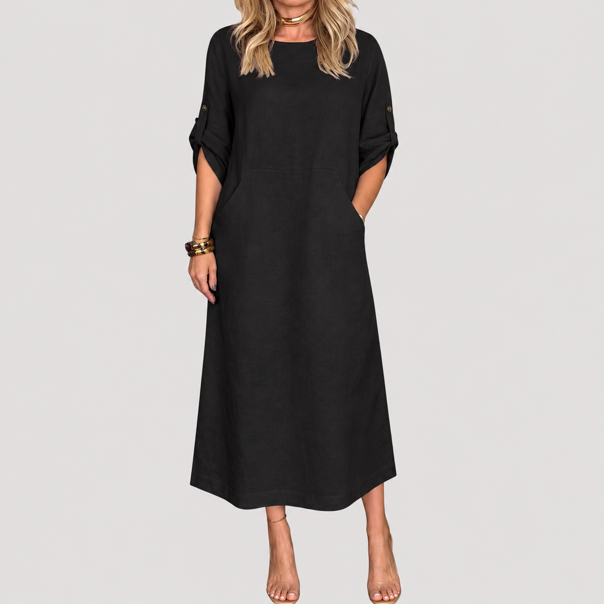 Robe Longue Décontractée Manches Longues Femme