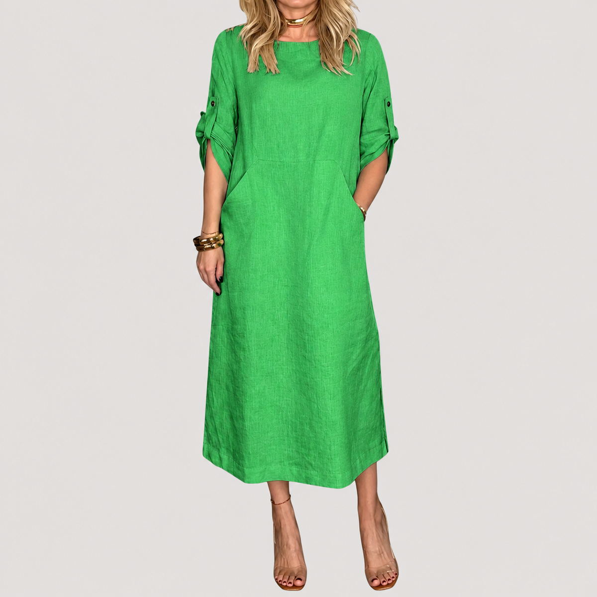Robe Longue Décontractée Manches Longues Femme