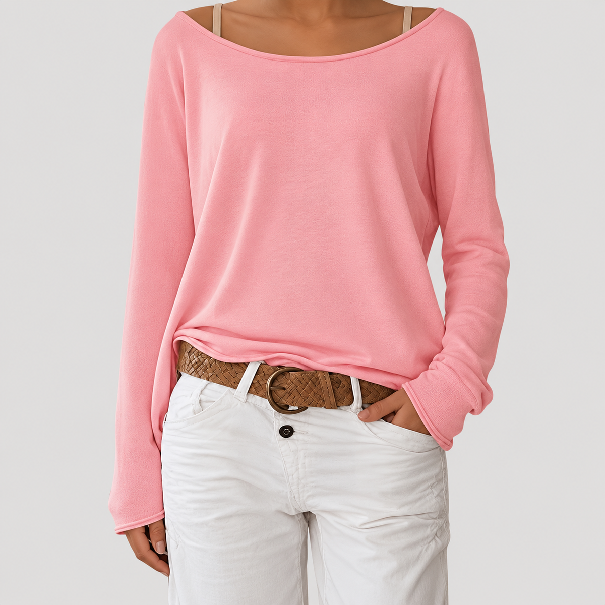 Haut Femme Col Bateau Manches Longues