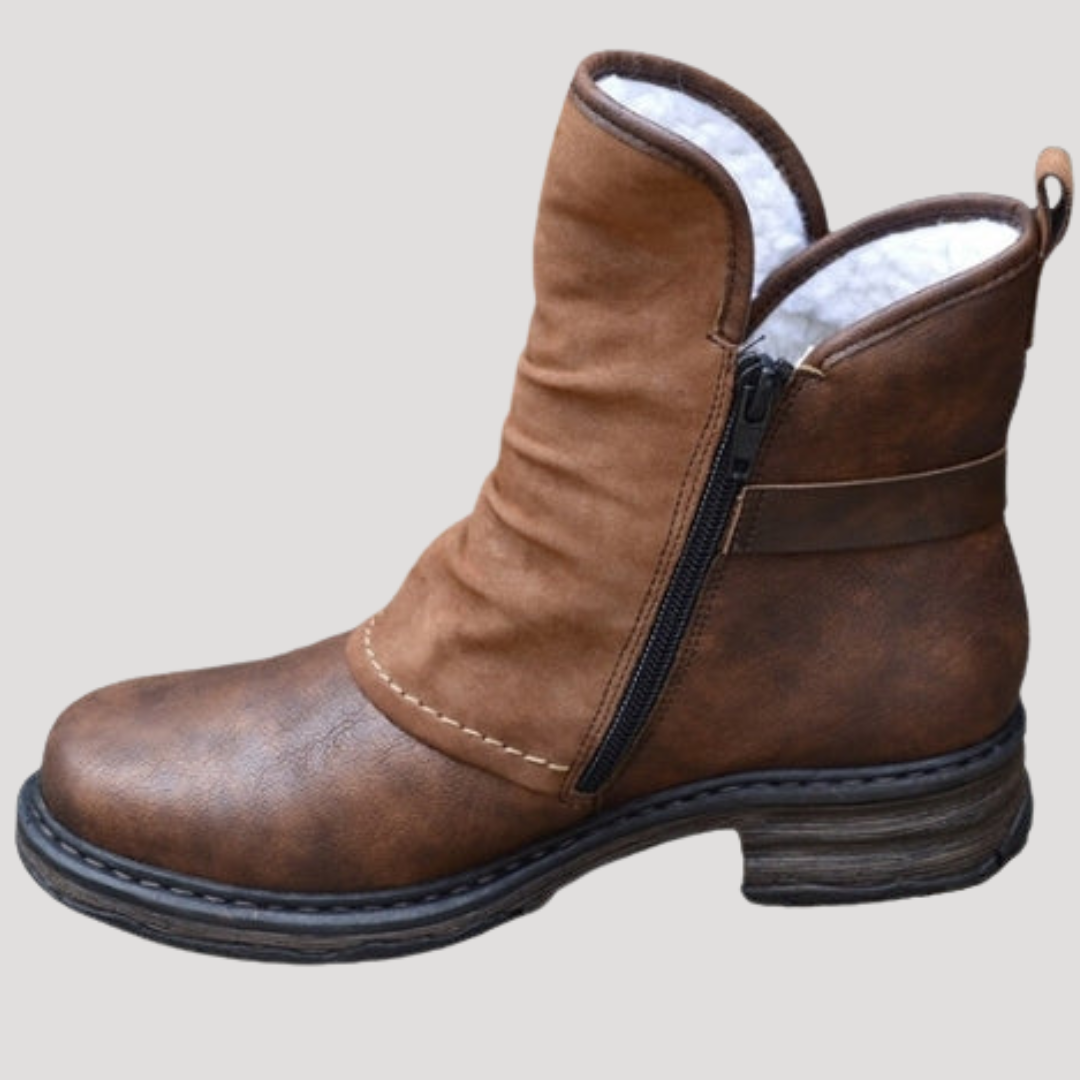Bottines Femme à Bout Rond et Talon Bas