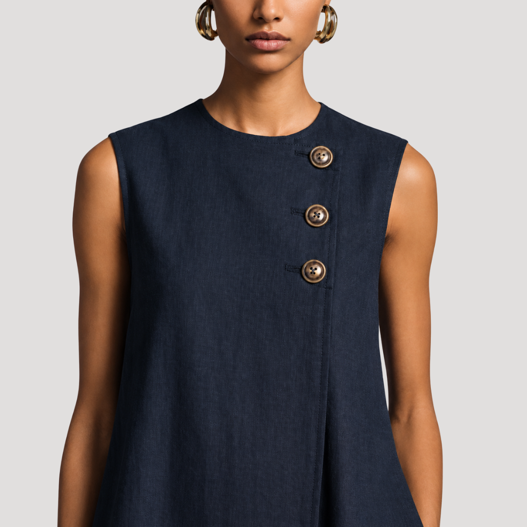 Robe Trapèze Sans Manches Élégante