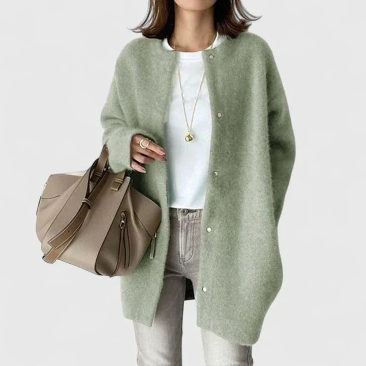 Gilet Femme Boutonné Élégant Manches Longues