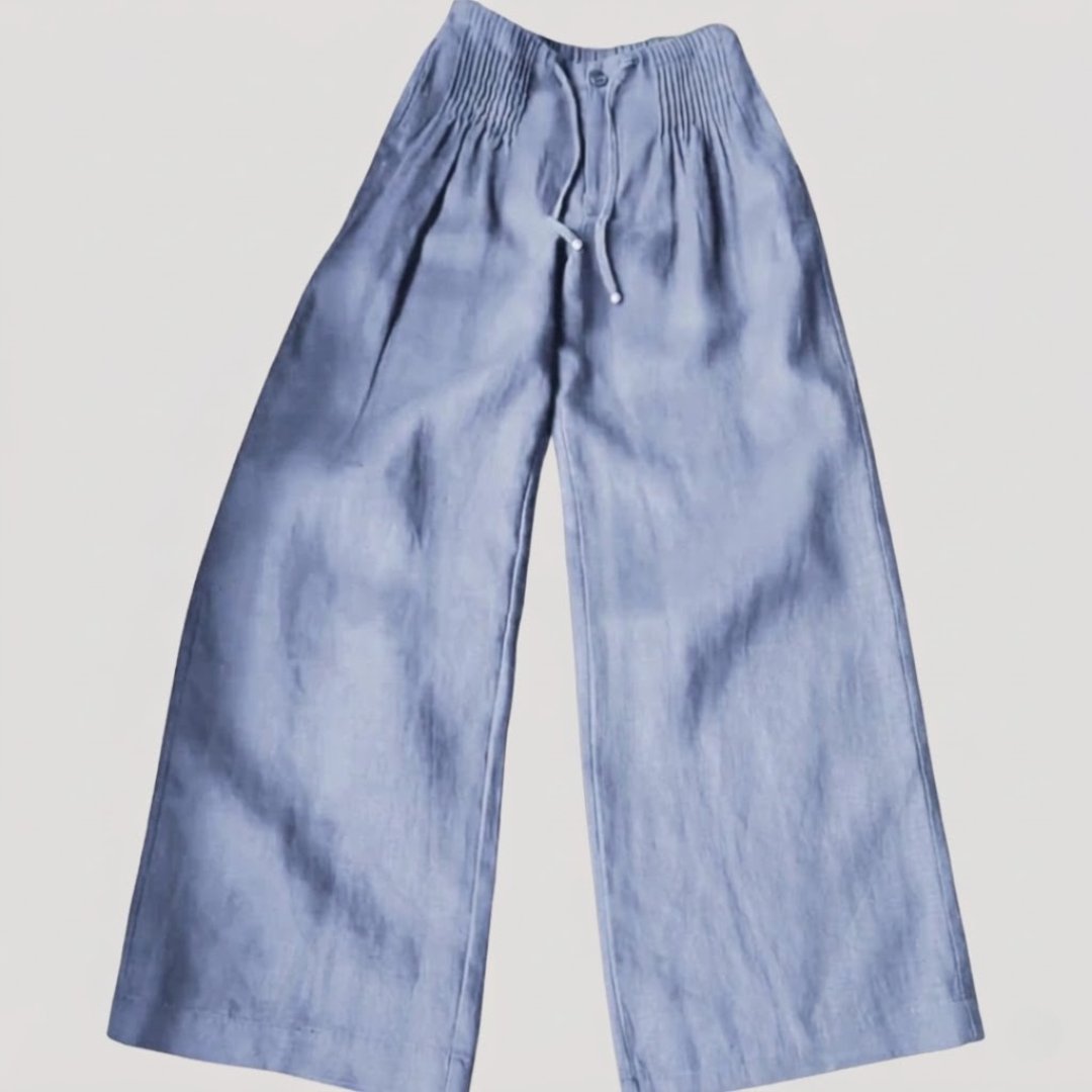Pantalon femme en coton léger et ample taille élastique