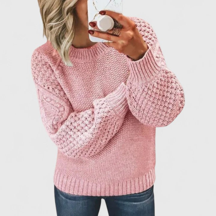 Pull Femme Maille Torsadée Col Rond Cocooning