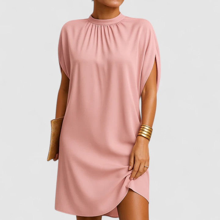 Robe Courte Femme Ample Col Froncé Chic