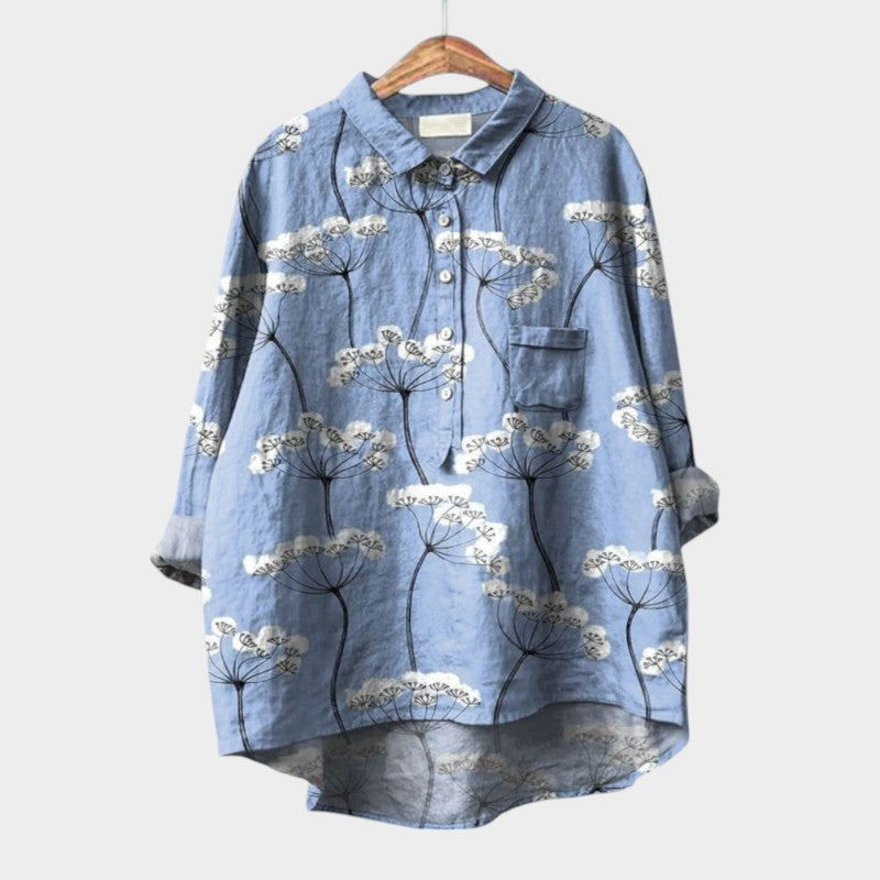 Chemisier Femme Imprimé Fleuri Col Montant