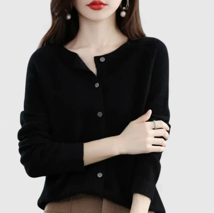 Pull Femme Boutonné Élégant Manches Longues