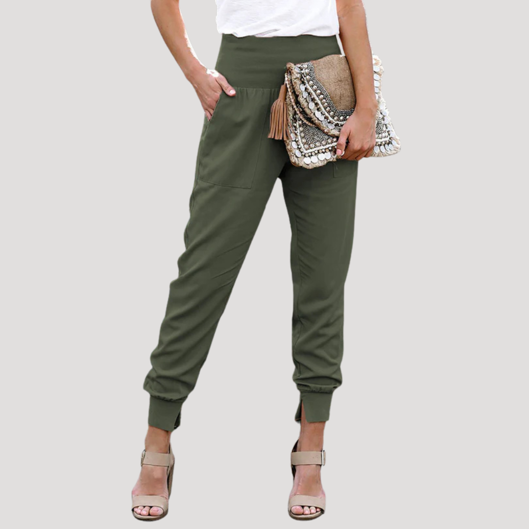 Pantalon décontracté et confortable femme taille élastique