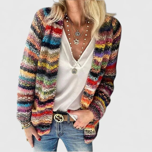 Pull Femme Vintage Rayé Manches Longues