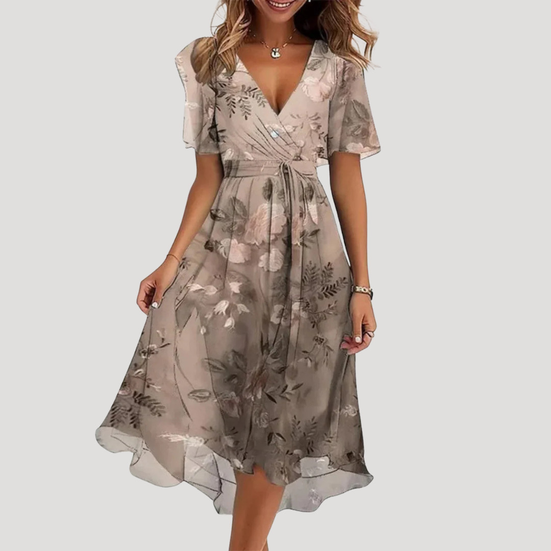 Robe midi femme fleurie fluide