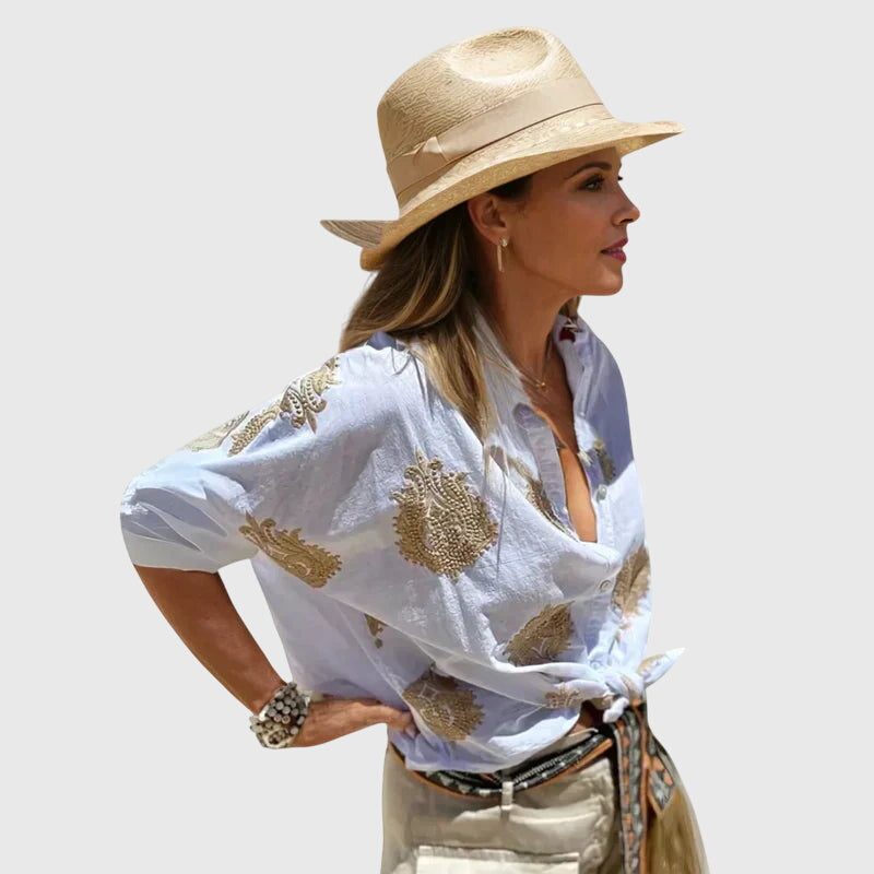 Blouse Femme Imprimée Fleurie à Nouer Décontractée