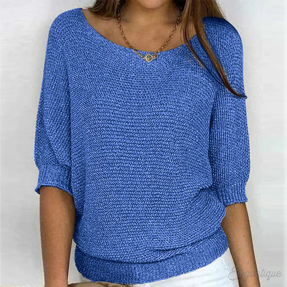 Pull Femme en Maille à Col Bateau