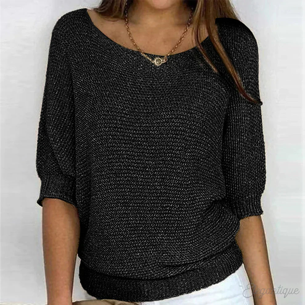 Pull Femme en Maille à Col Bateau