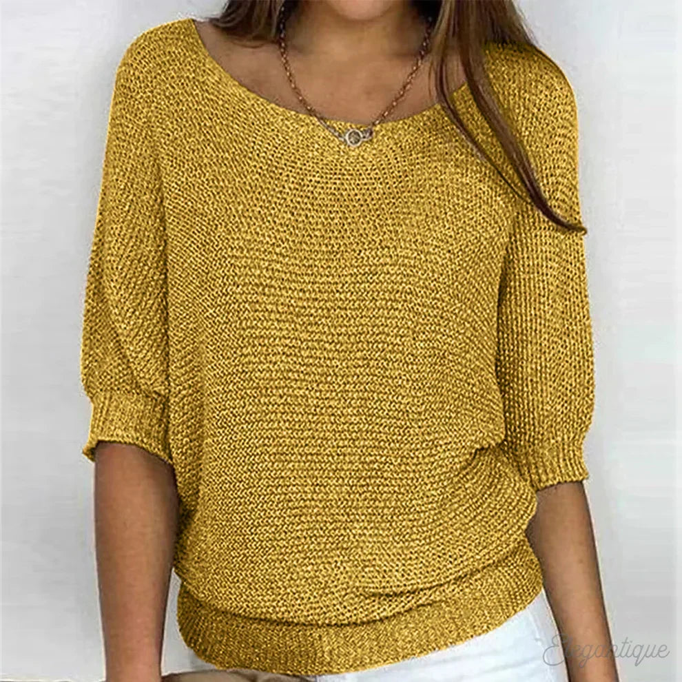 Pull Femme en Maille à Col Bateau